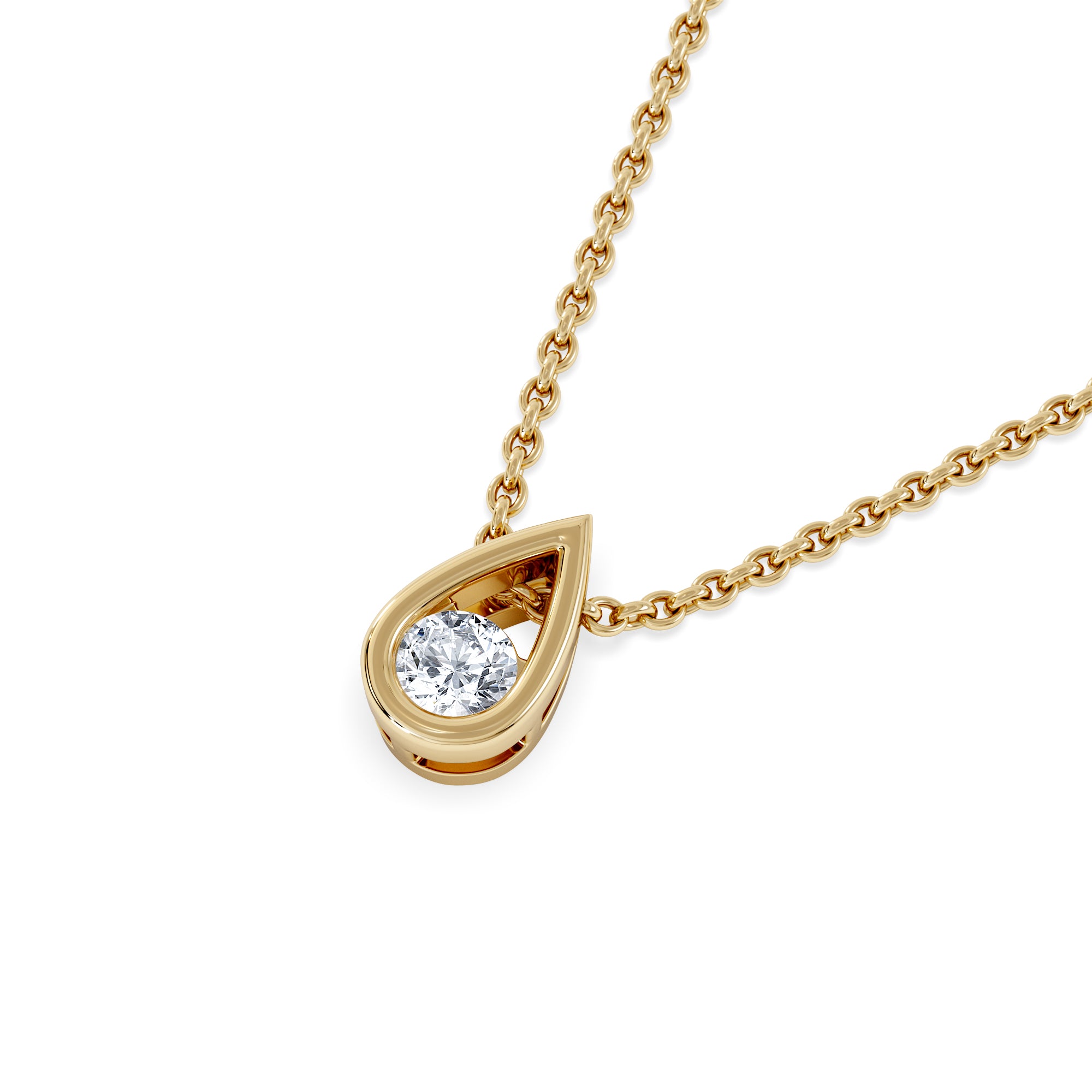 Teardrop 0.10ct Round Cut Lab Grown Solitaire Pendant Necklace in 18K Gold Vermeil